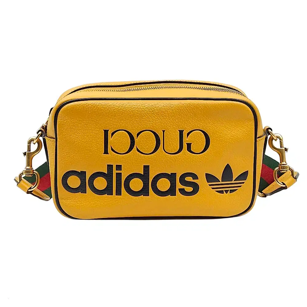 グッチ X アディダスイエローレザーレタリングスモールスポーツクロス